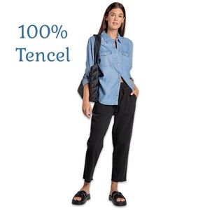 Thread & Supply BEAU Chambray denim shirt Blue Button-Up Shirt size 6